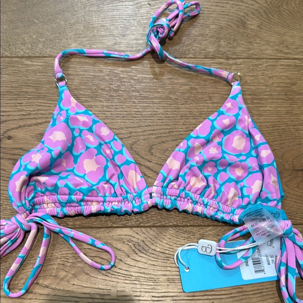 NWT Beach Bunny Pink and Blue Bikini Top